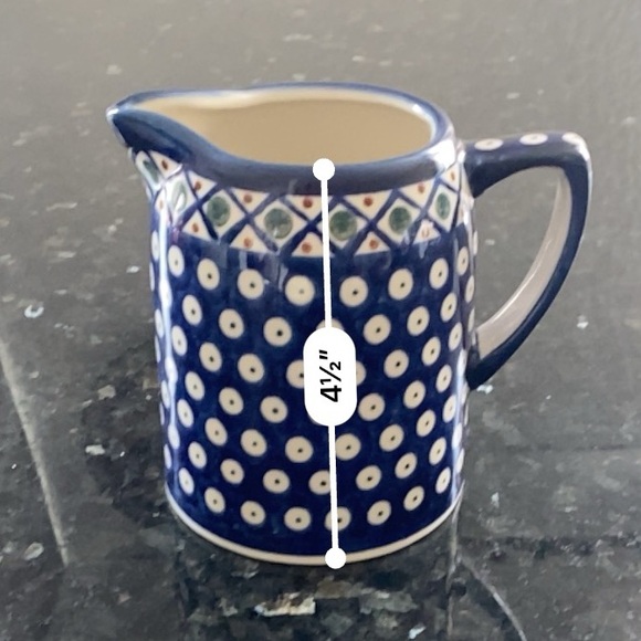 BOLESLAWIEC Polish Pottery Blue Pitcher 24 oz - Picture 9 of 10